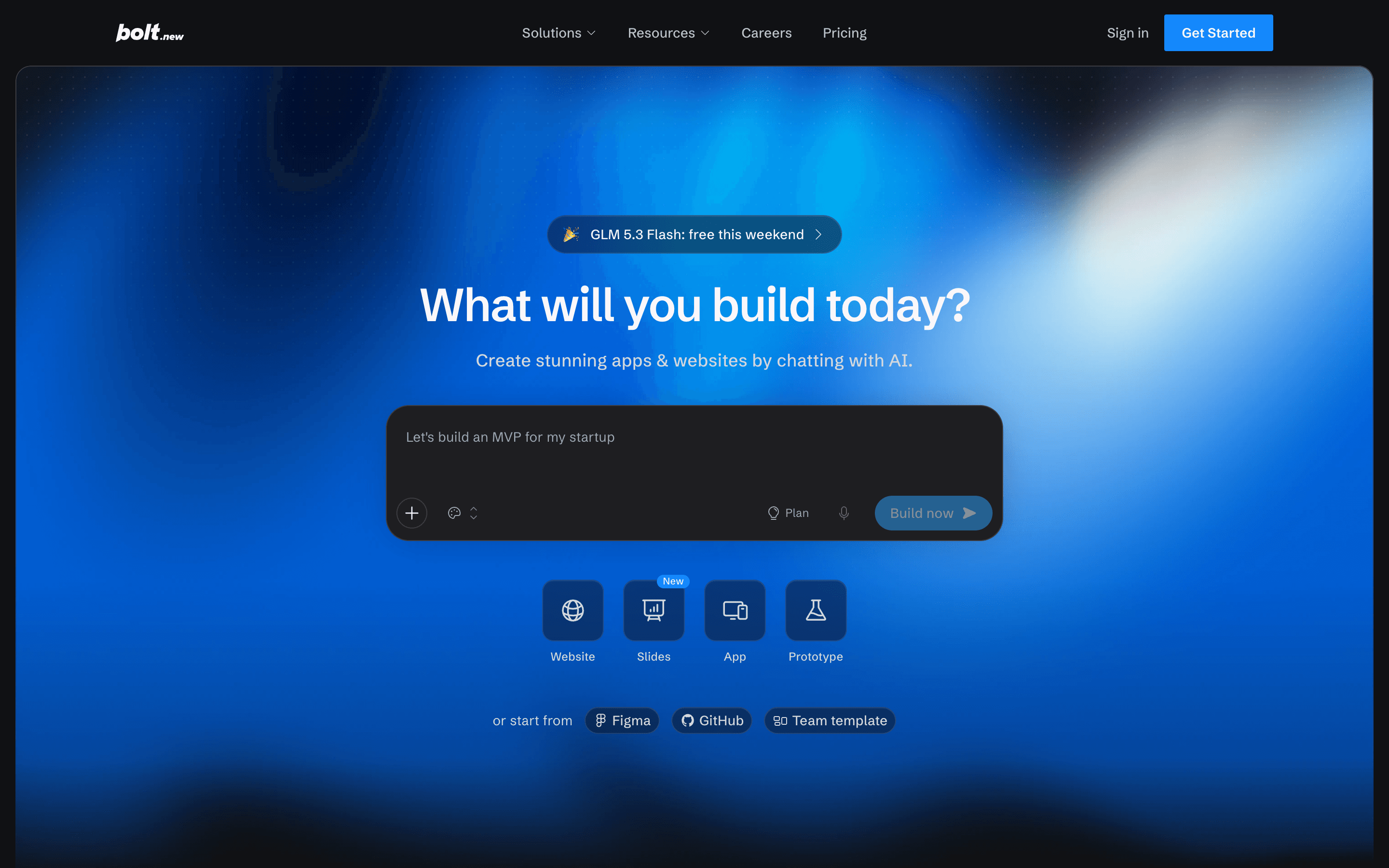 Bolt.new landing page