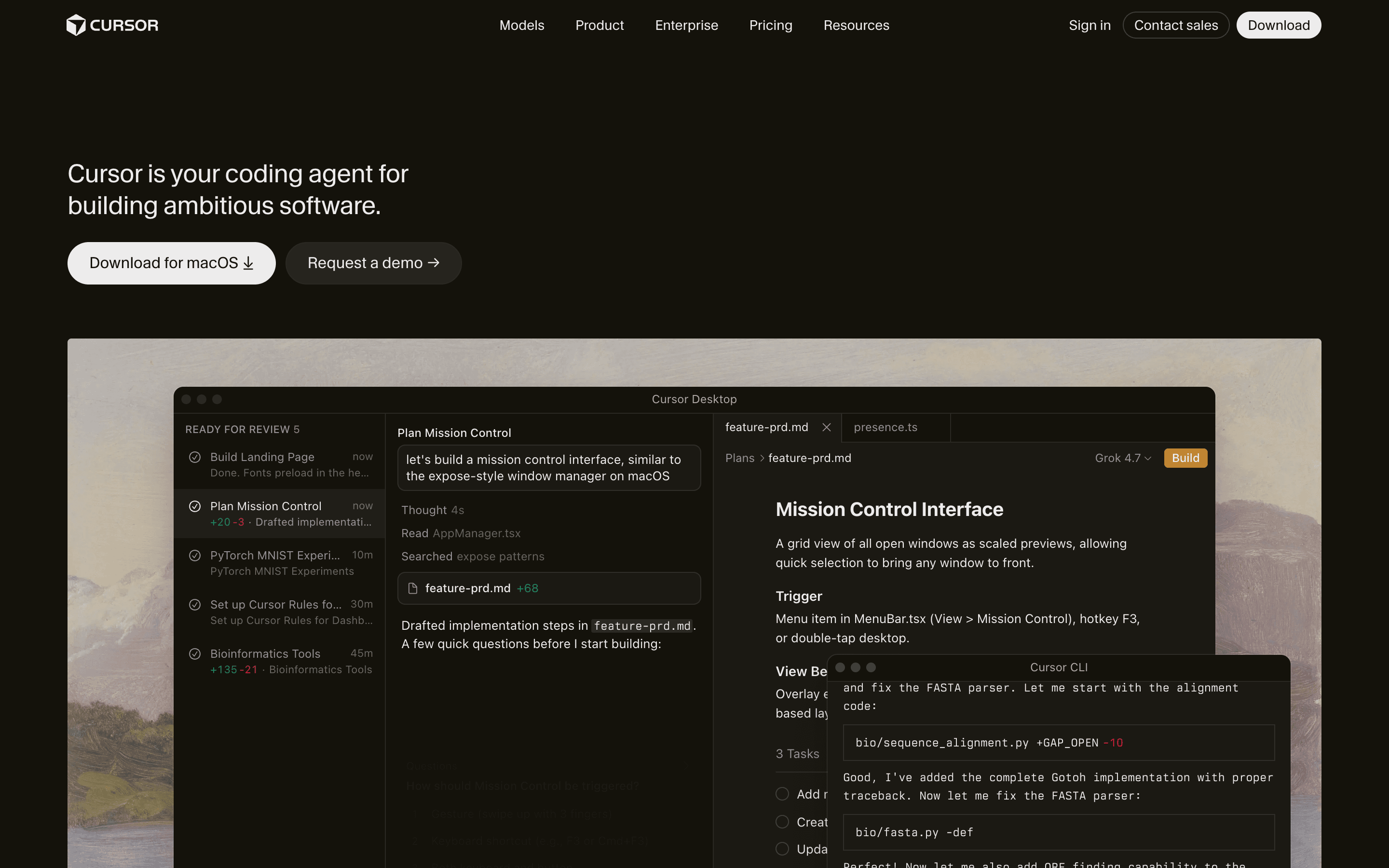 Cursor landing page