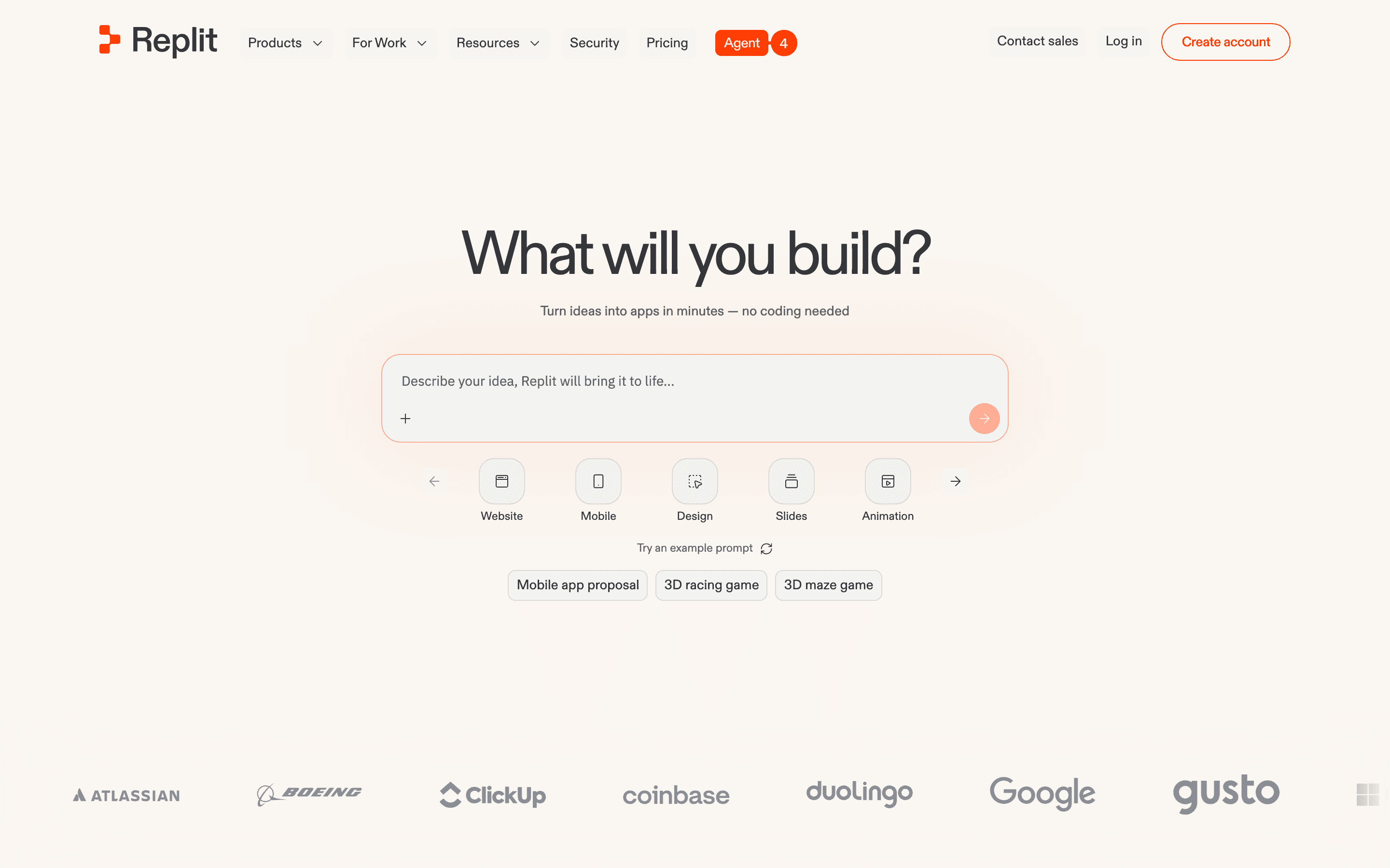 Replit landing page