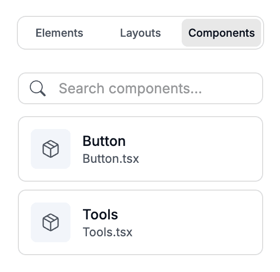 Custom components panel