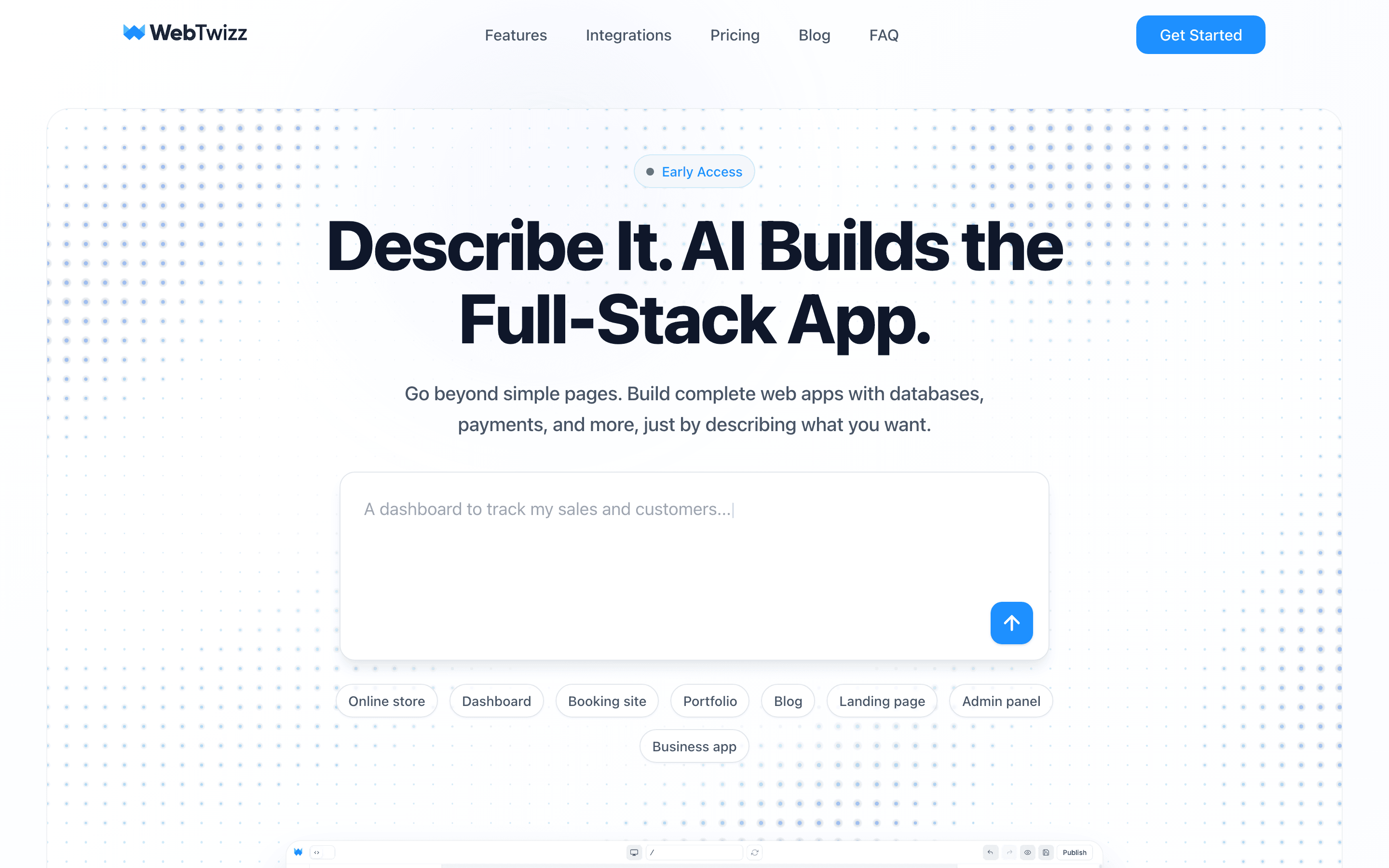 Webtwizz landing page