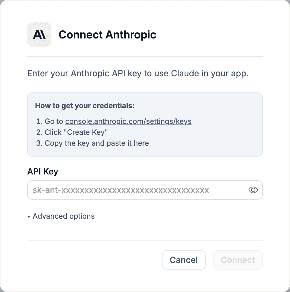 Paste it into the Anthropic integration