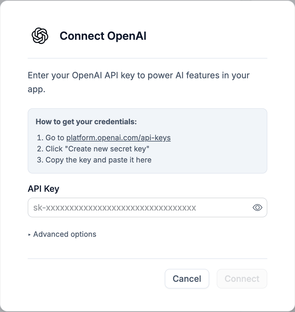 Paste it into the OpenAI integration