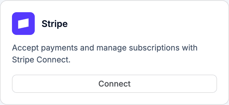 Connect Stripe for billing
