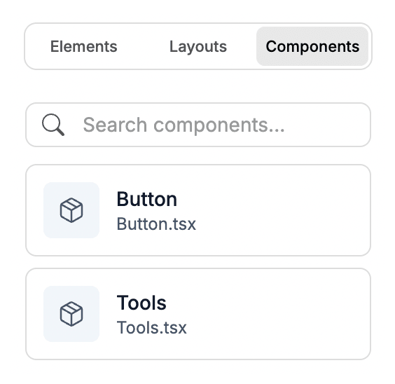 Custom components panel