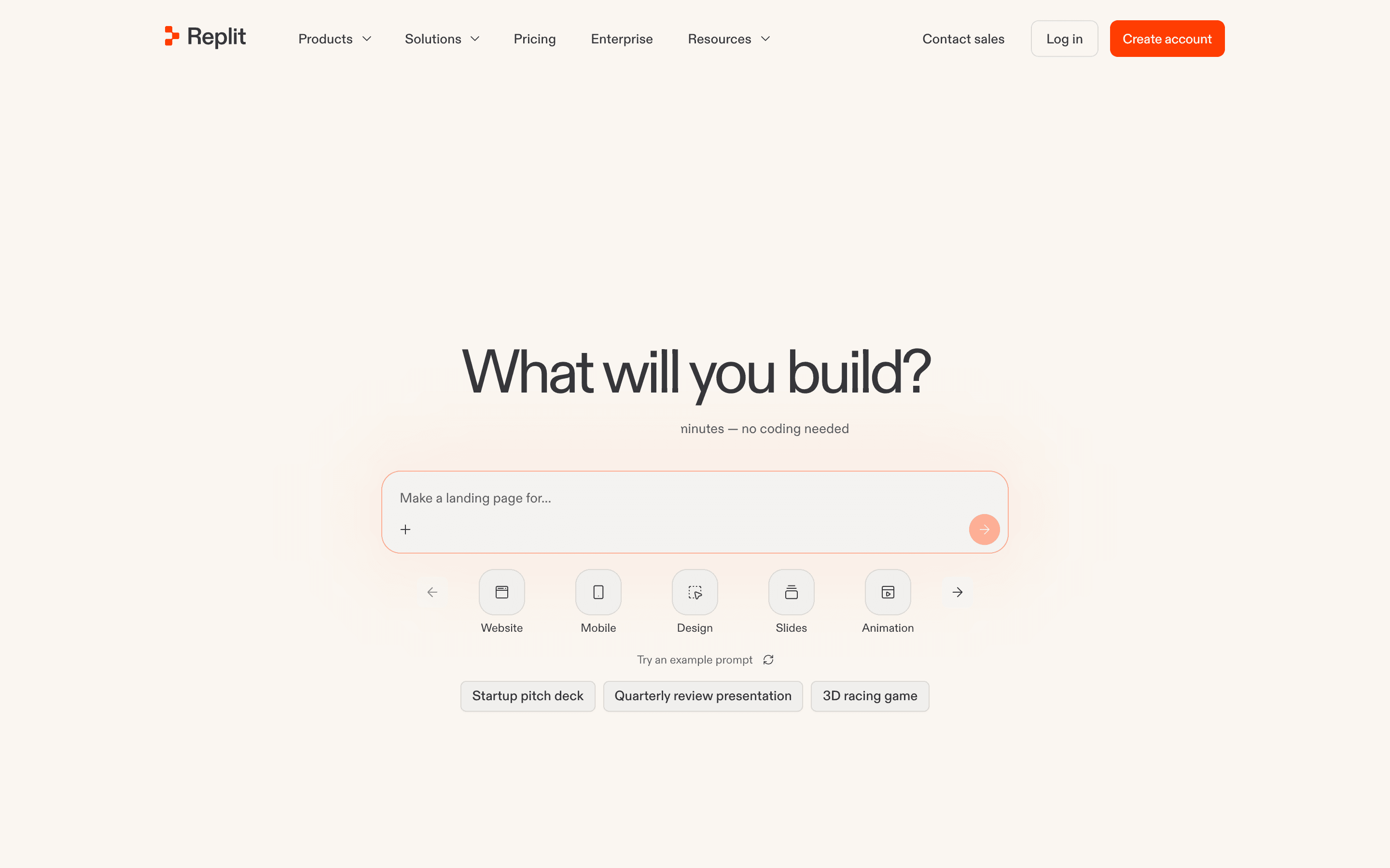 Replit landing page