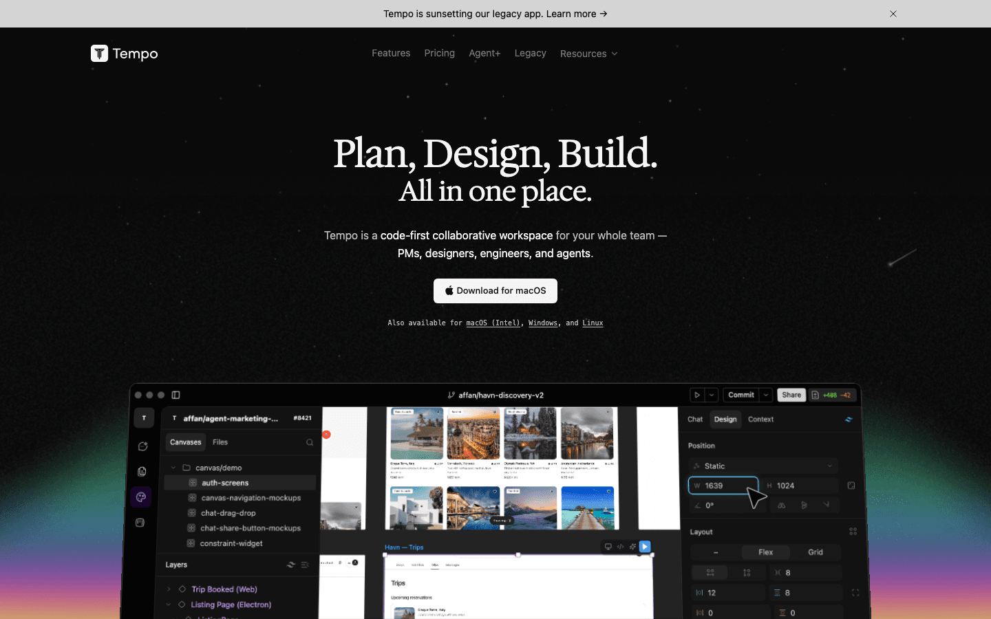 Tempo landing page