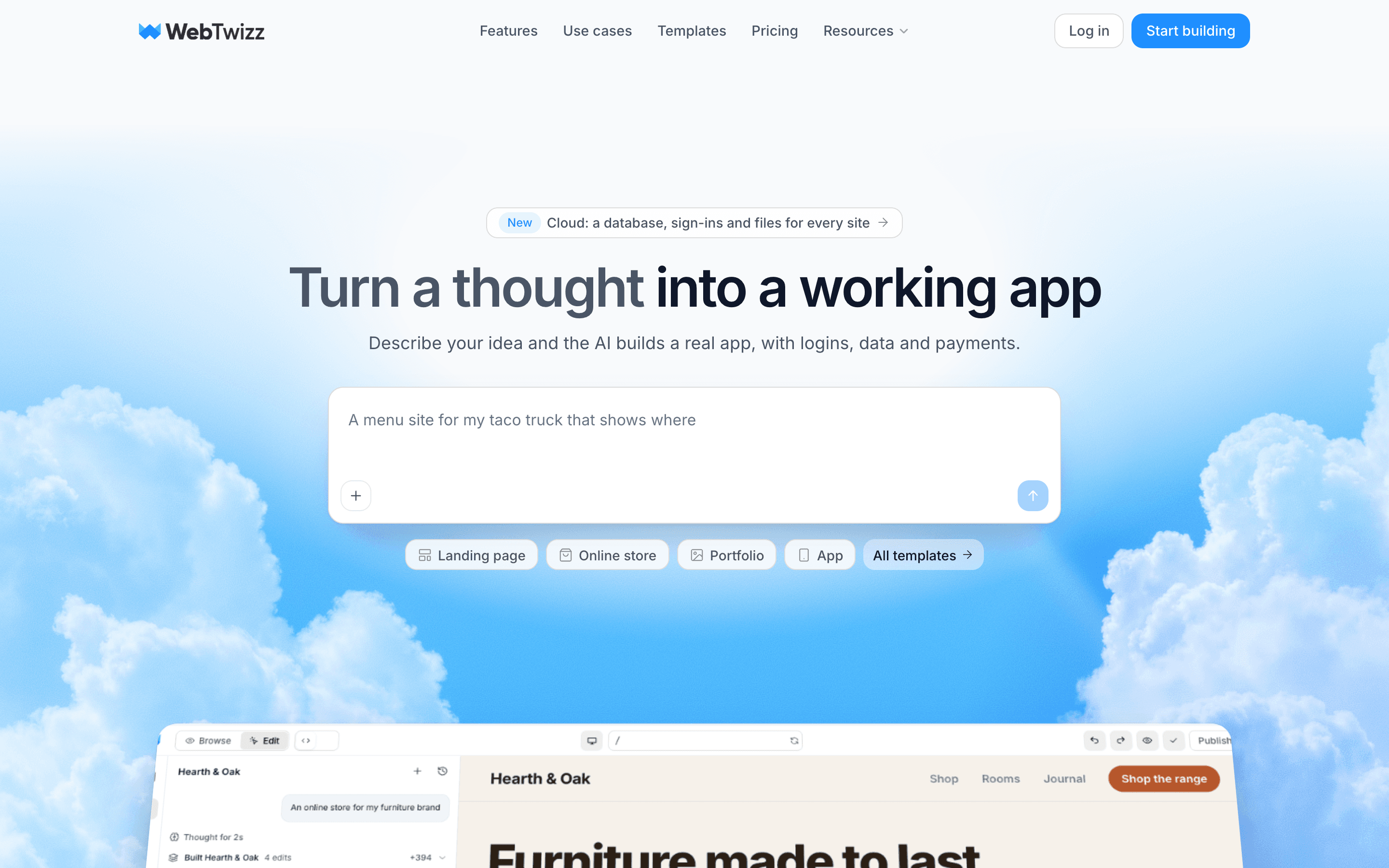 WebTwizz landing page